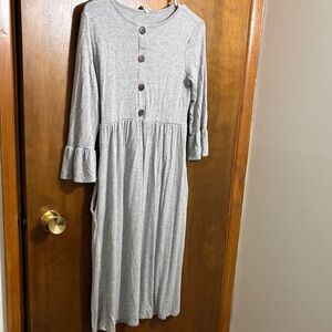 Beeson River Light Gray Ruffle Sleeve Dress